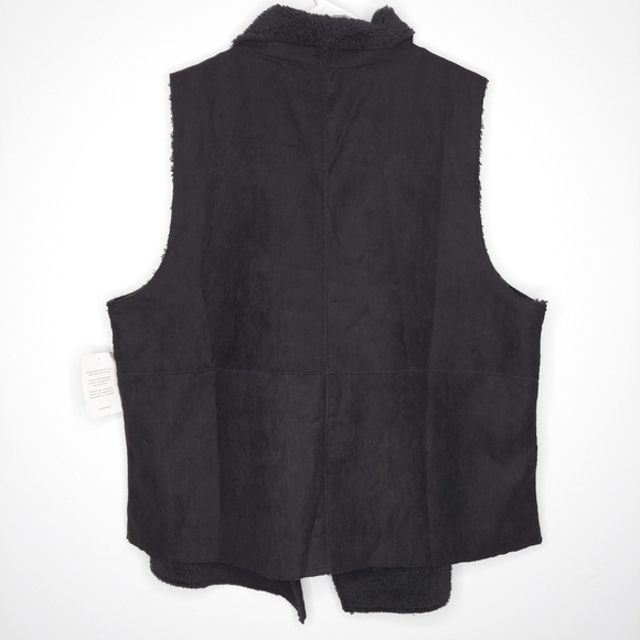 Stella & Dot Chalet Vest 2X Faux Fur Faux Suede Snap Button Vneck Collar Button - Picture 3 of 10